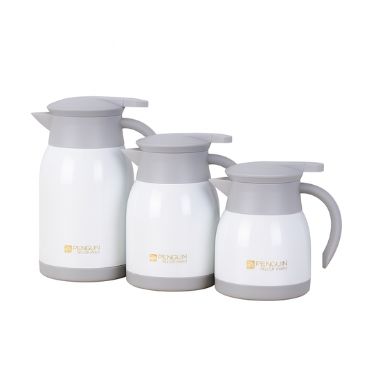 Penguin Stainless Steel Thermos Coffee Pot Vacuum Flask - White