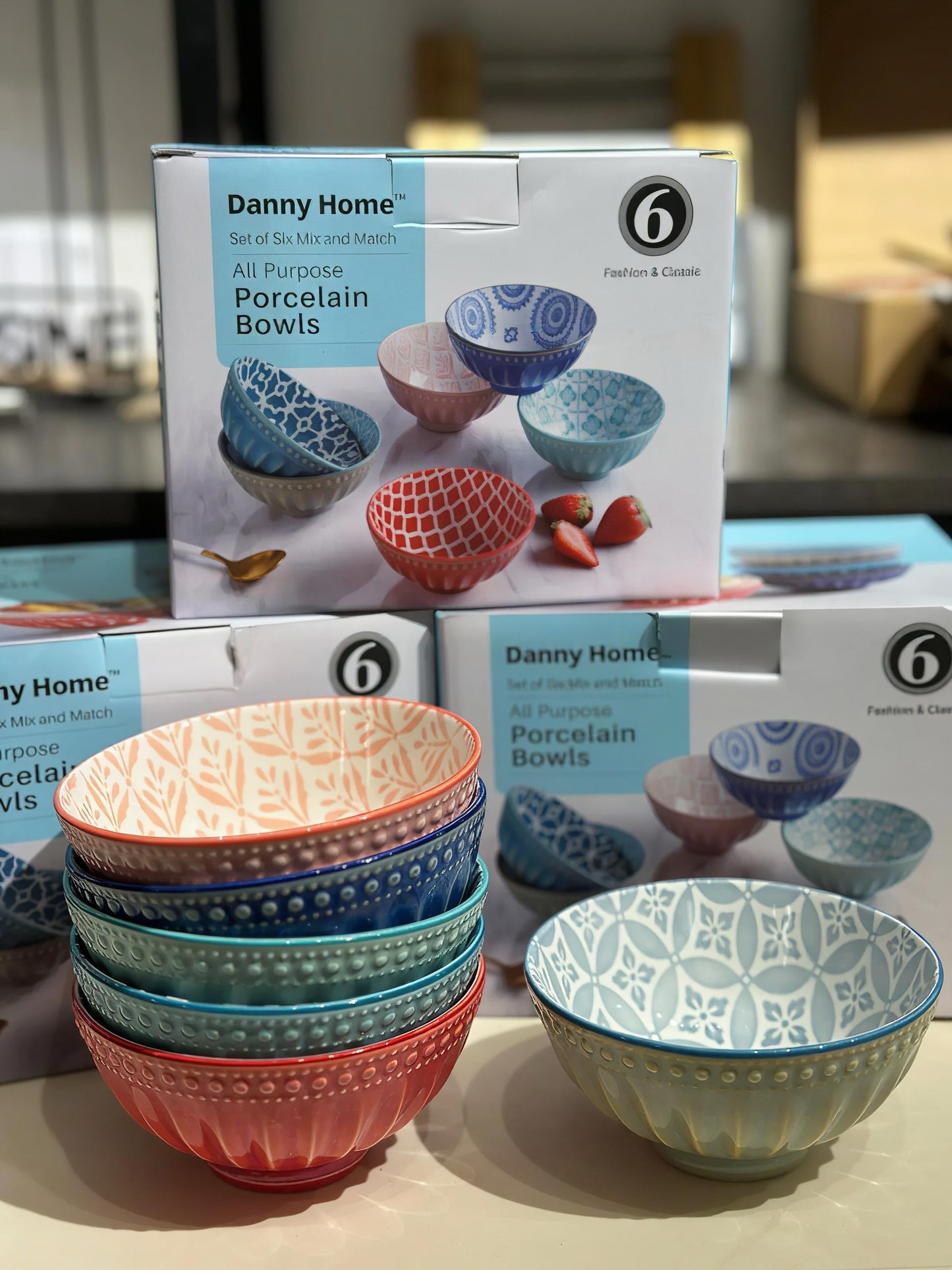 Multicolour Porcelain Bowl Set – 6pcs