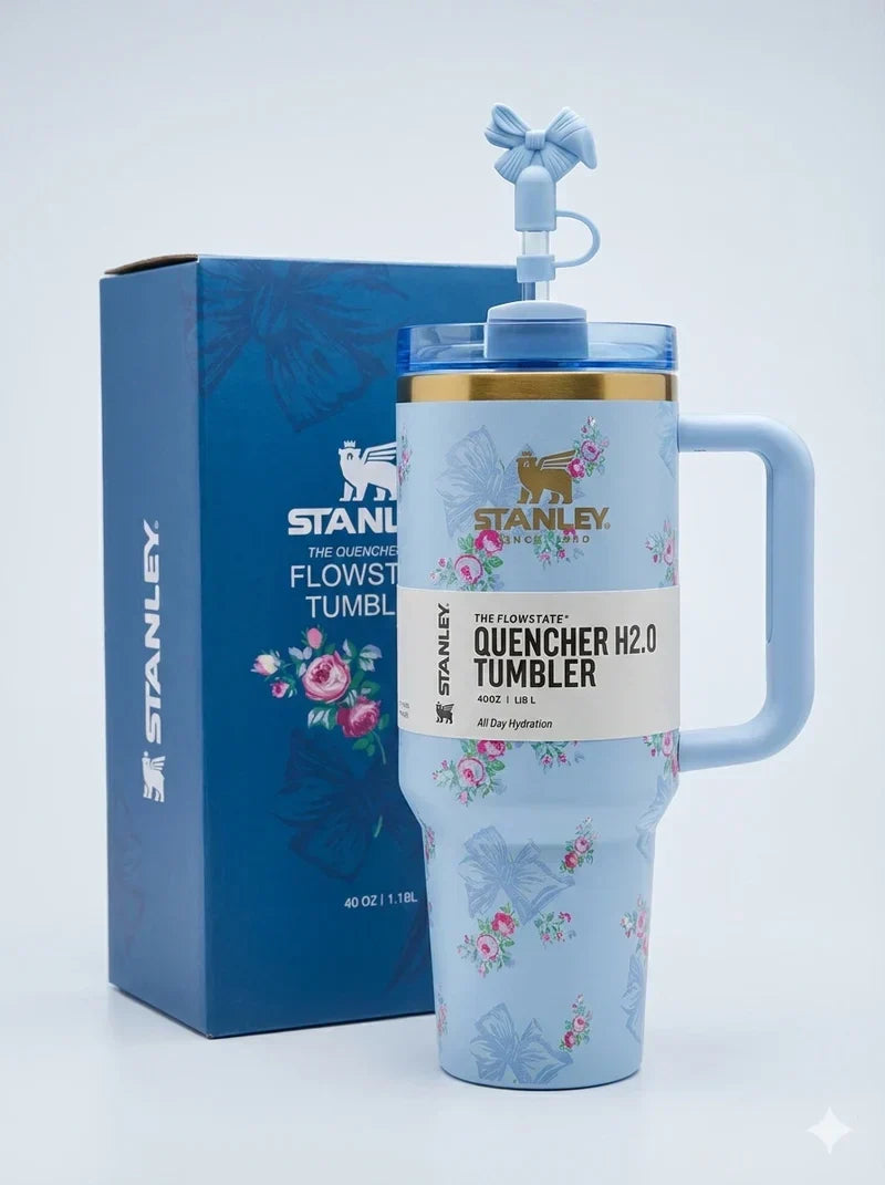 The Floral Quencher H2.0 FlowState™ Tumbler | 40 OZ | Blue