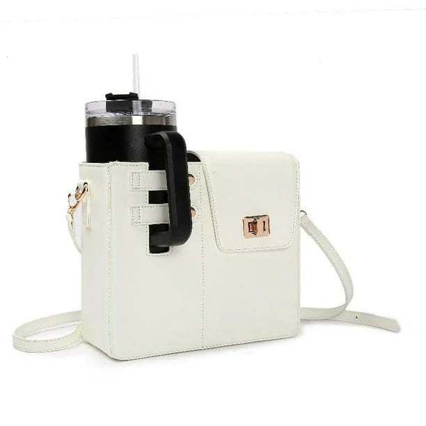 Leather Crossbody Bag With Stanley Tumbler Cup Holder (Available In Multicolors)