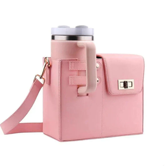 Leather Crossbody Bag With Stanley Tumbler Cup Holder (Available In Multicolors)