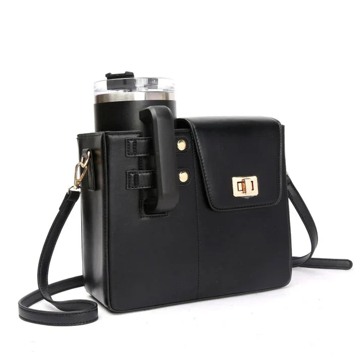 Leather Crossbody Bag With Stanley Tumbler Cup Holder (Available In Multicolors)