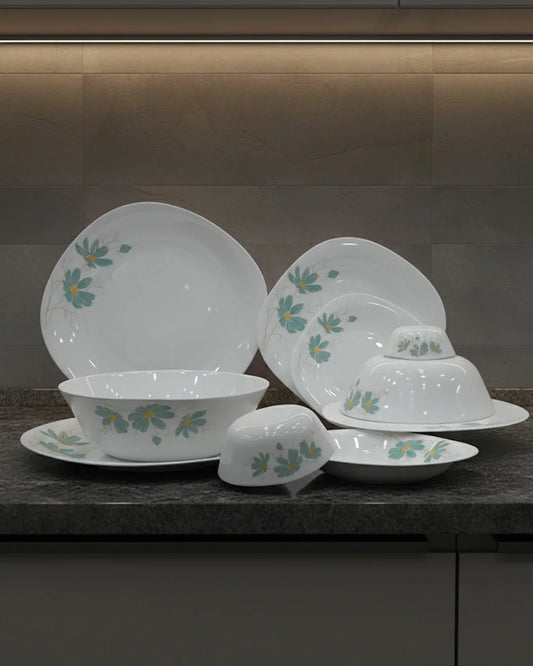 26-Piece Premium Opal Dinner Set – Blue Floral Design