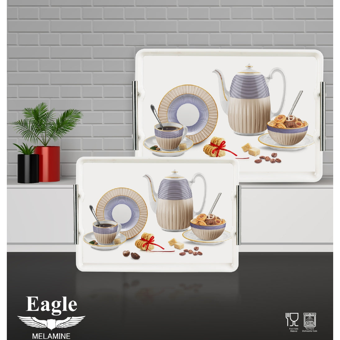 Melamine Serving Tray Set – 3pcs