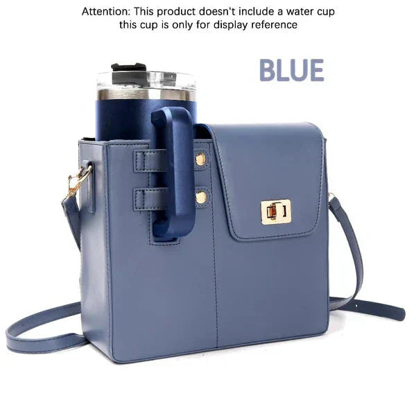 Leather Crossbody Bag With Stanley Tumbler Cup Holder (Available In Multicolors)
