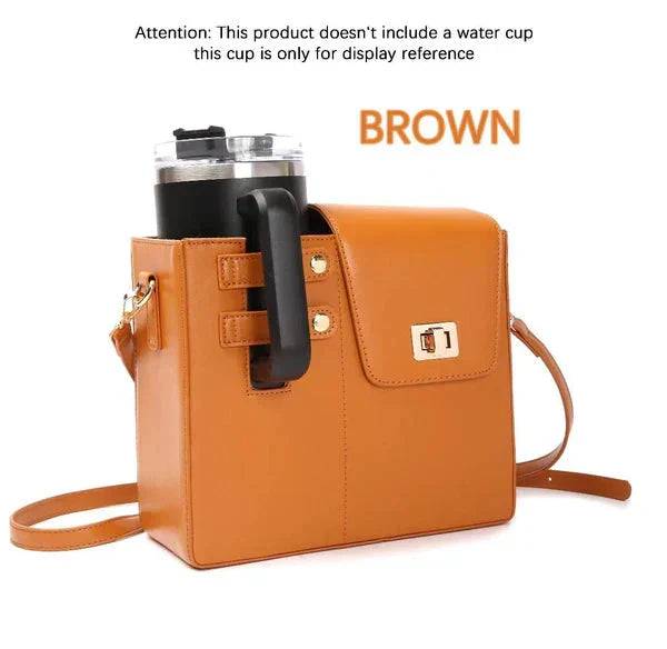 Leather Crossbody Bag With Stanley Tumbler Cup Holder (Available In Multicolors)