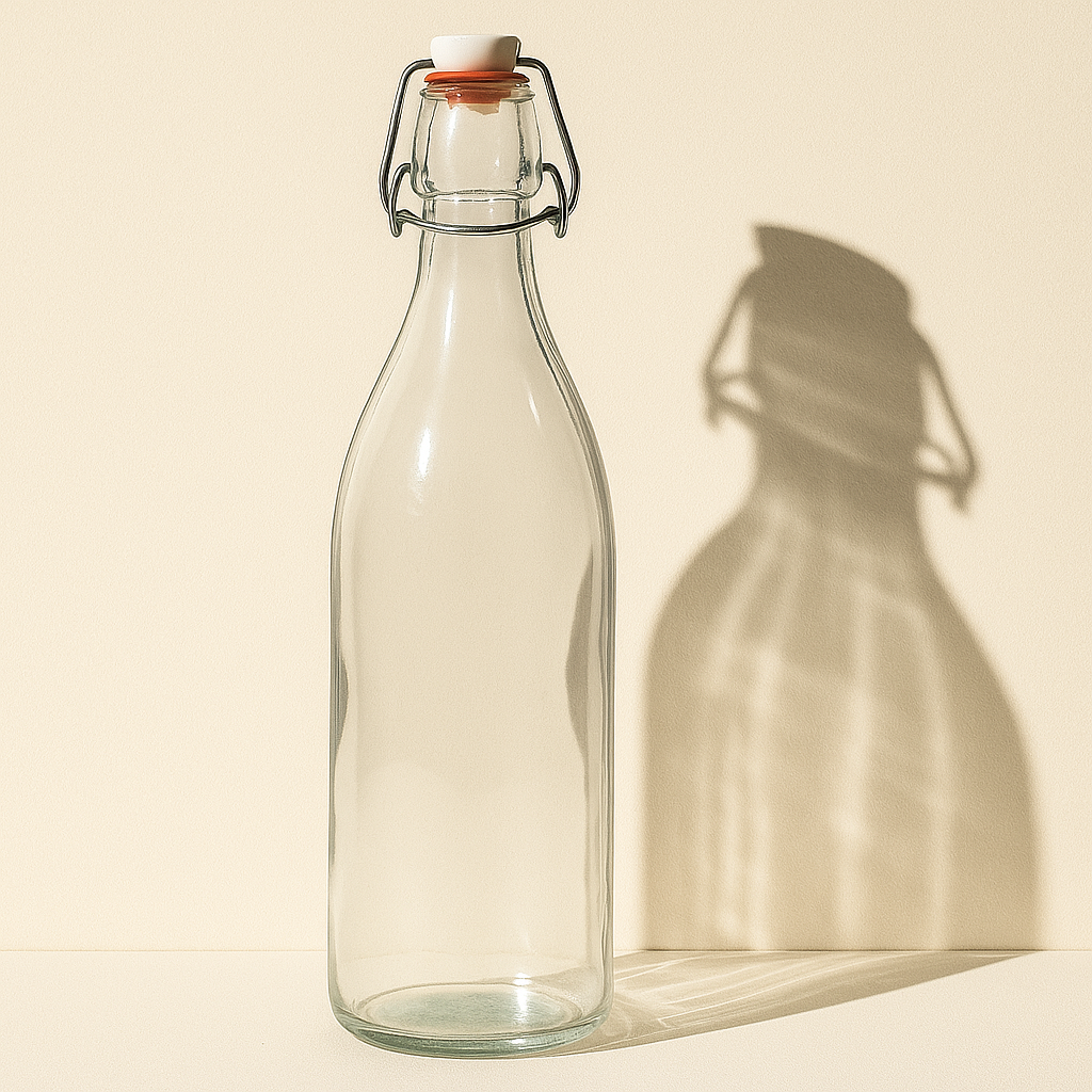 Transparent Clear Glass Water Bottle 1 liter