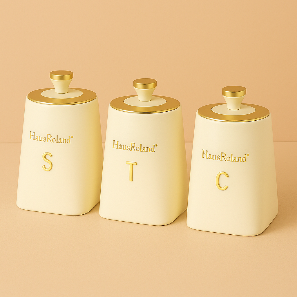 HausRoland Luxry Coffee, Sugar & Tea Jar Set - White
