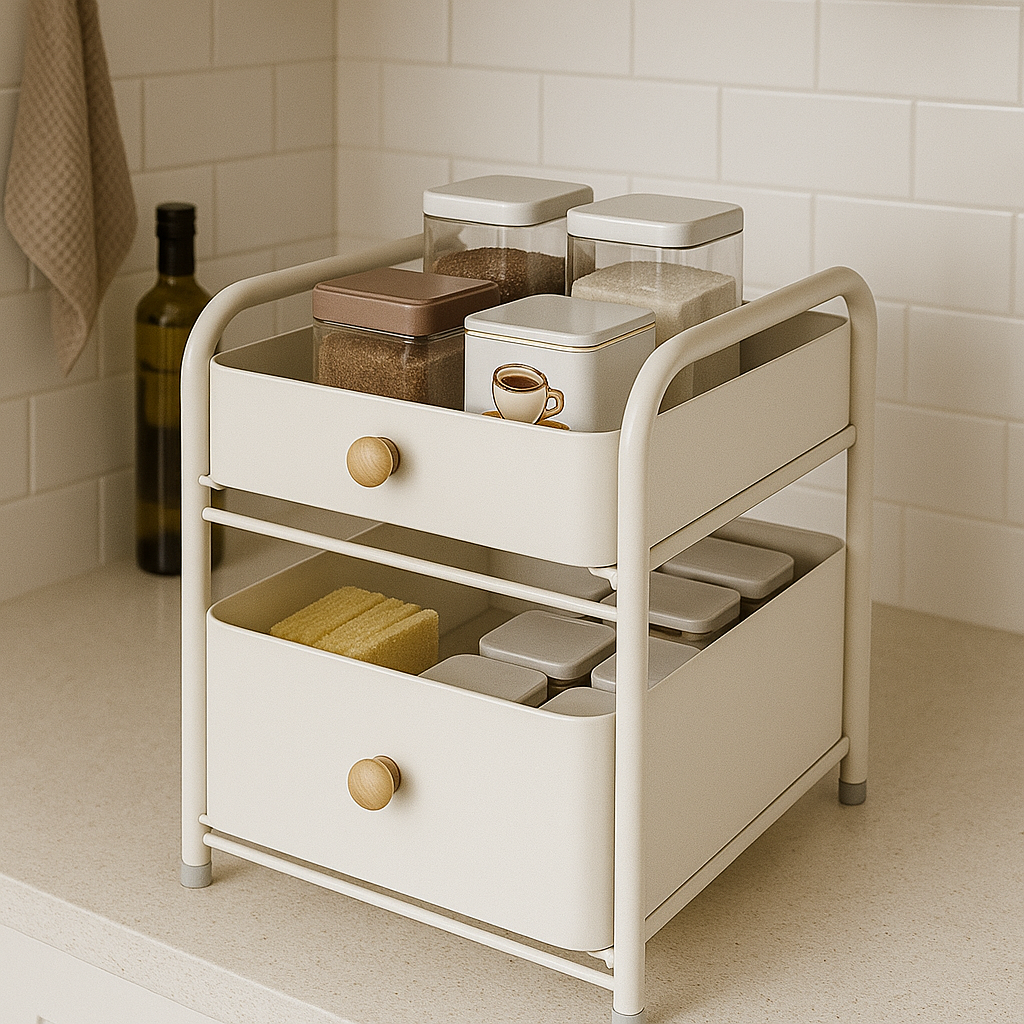 Binca Double Layer Modern Countertop Storage Cart