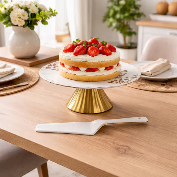 Angela 10.5" Luxury Ceramic Cake Stand with Lifter
