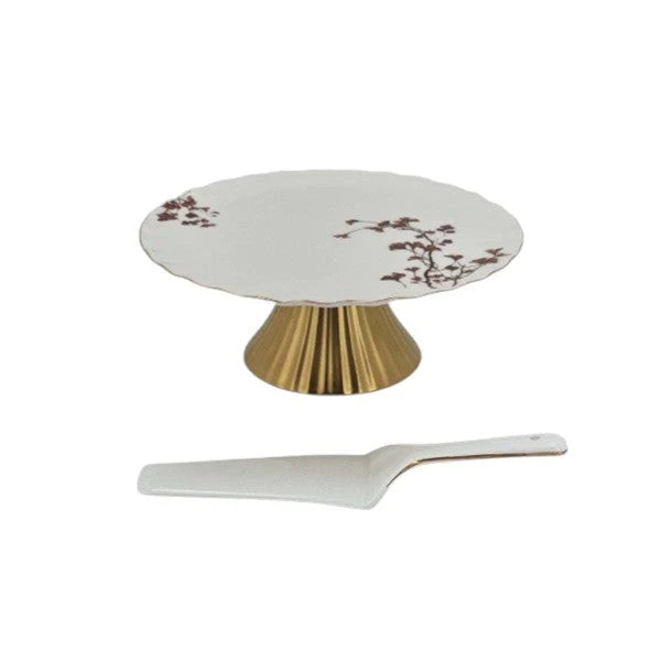 Angela 10.5" Luxury Ceramic Cake Stand with Lifter