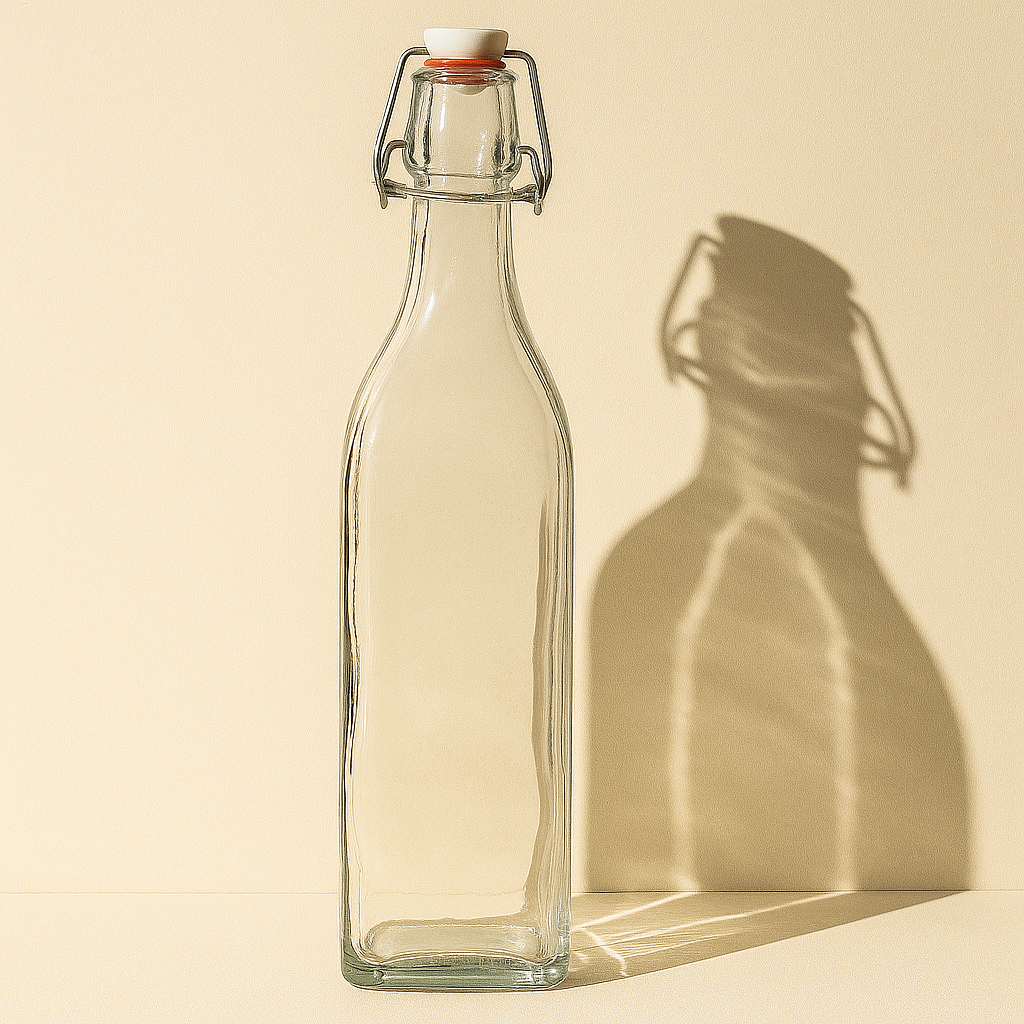 Transparent Clear Glass Water Bottle 1 liter