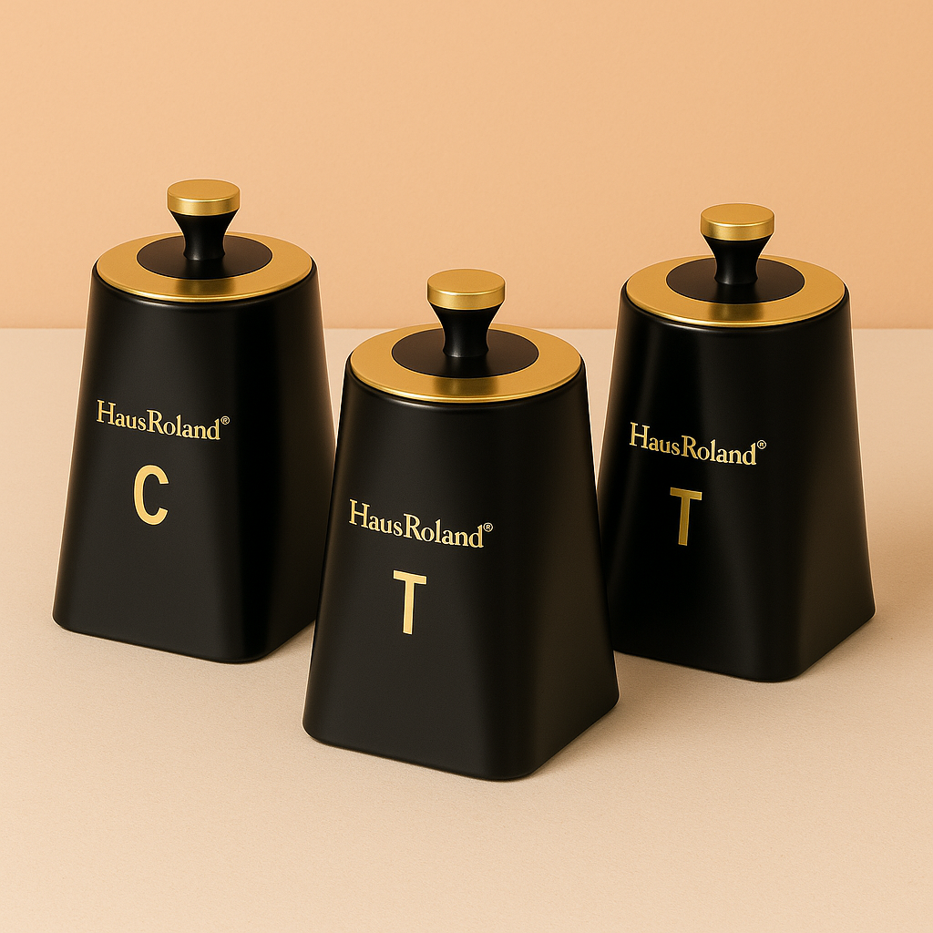 HausRoland Tea, Sugar & Coffee Jar Set - Black