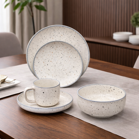 24Pcs Luxury Ceramic Dinner Set - White Mozzaik Style