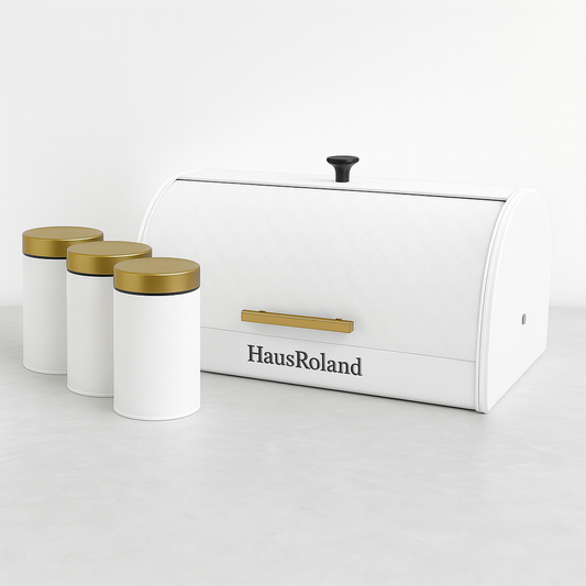 HausRoland Luxury Breadbox With 3 PCS Jar Set