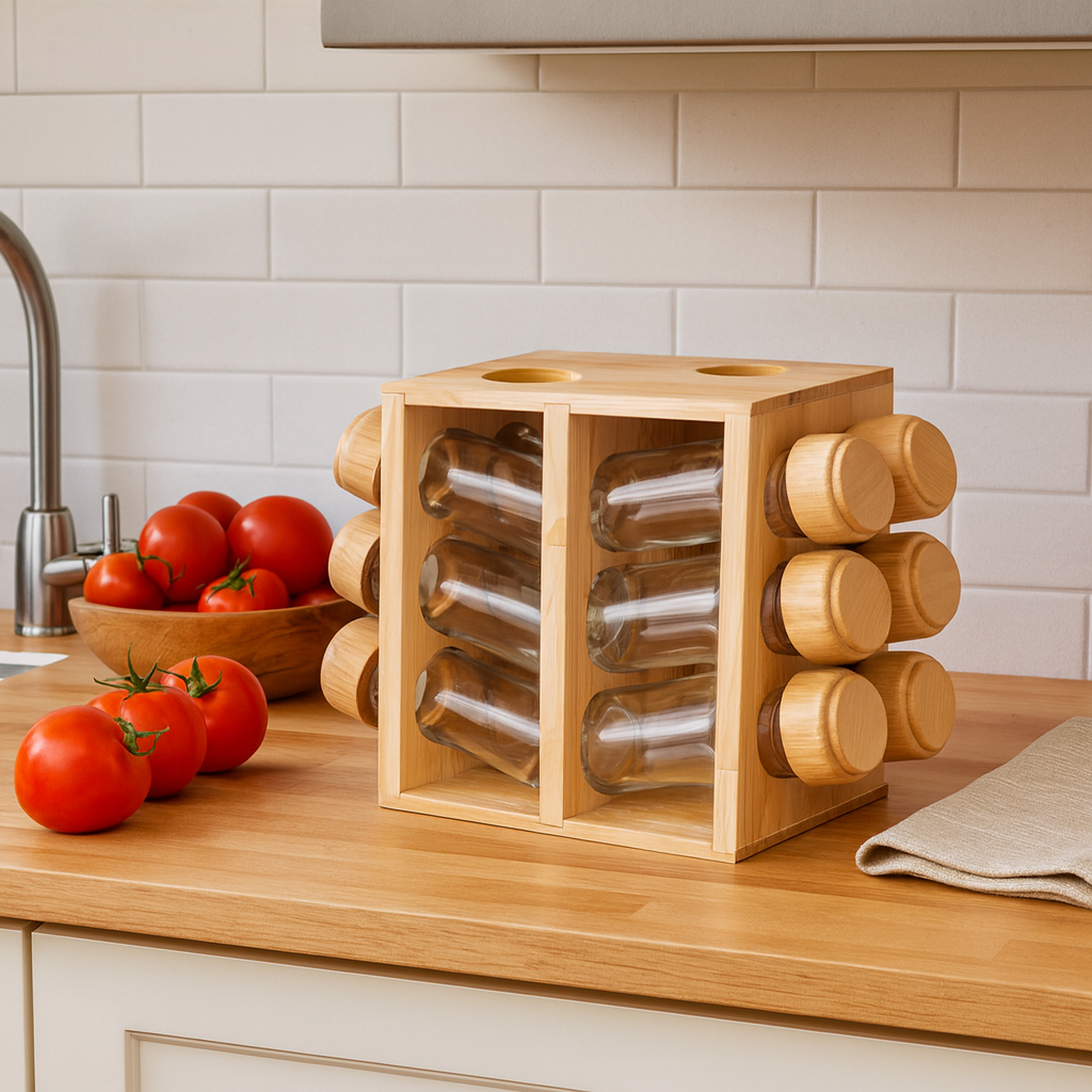 12 Pieces Wooden Spice Rack