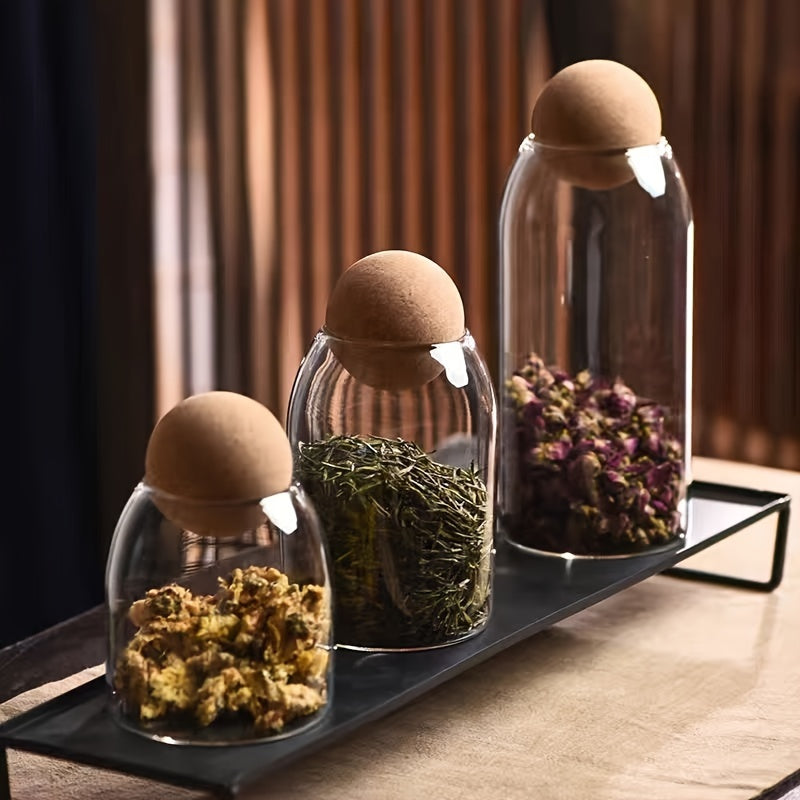 Transparent Multi Purpose Jars With Airtight Cork Lid Ball.