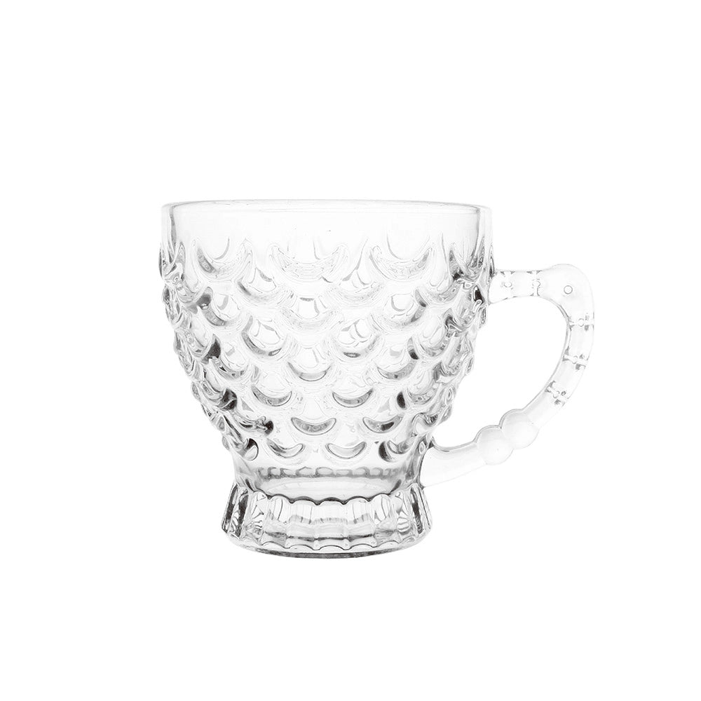 Textured Glass Set Of 6 Pieces Tea, Coffee Cup/Mug 210ML