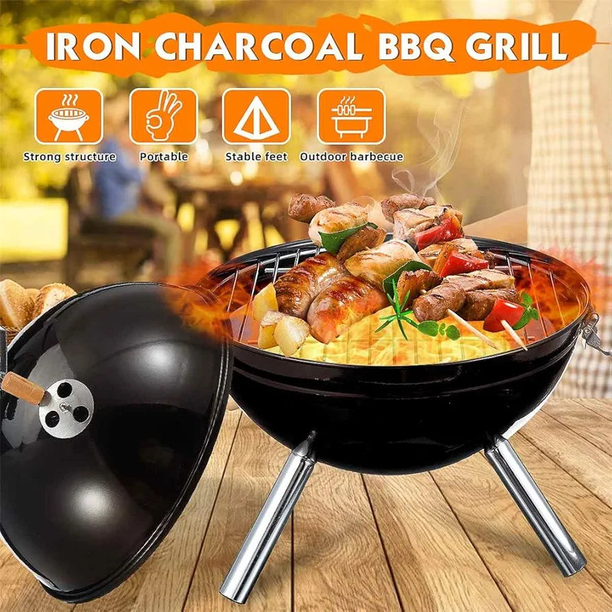 Football Style Charcoal Outdoor BBQ Grill