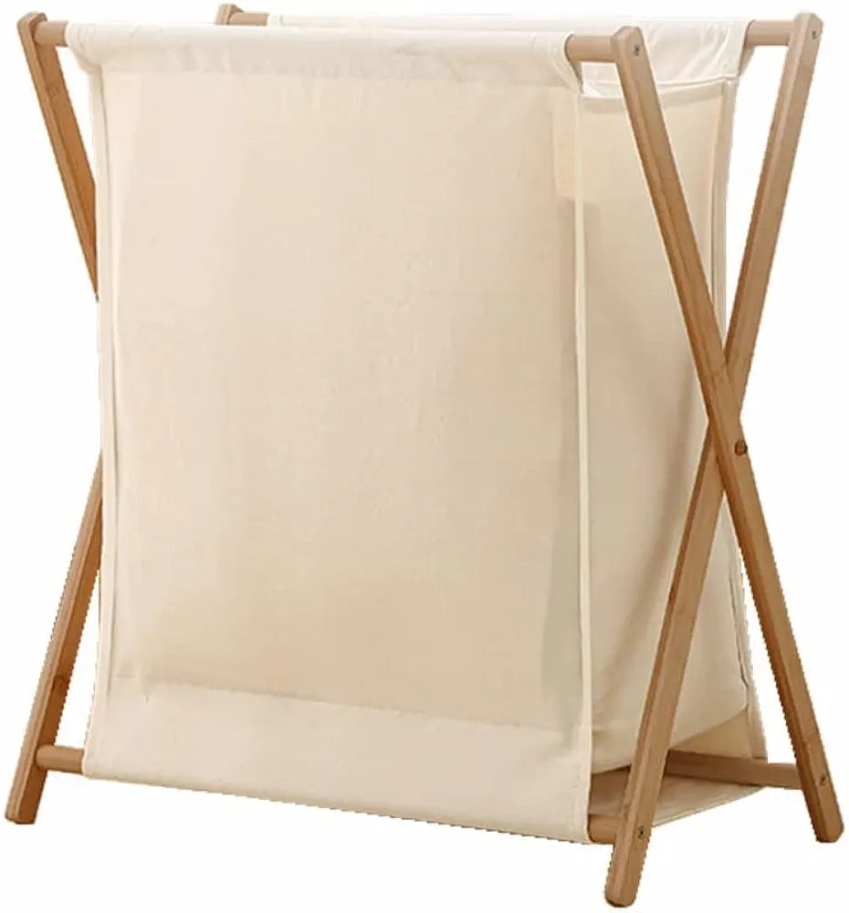 Bamboo X Frame Laundry Hamper - Beige