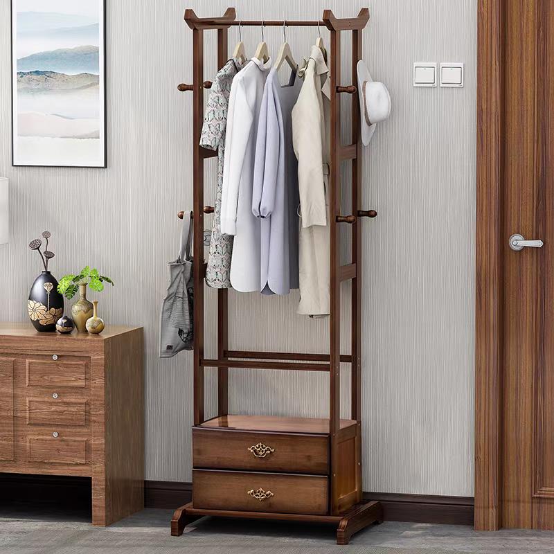 The Wooden Clothes Hanging Vintage Heritage Rack Compact Design Wardrobe With 2 Drawers