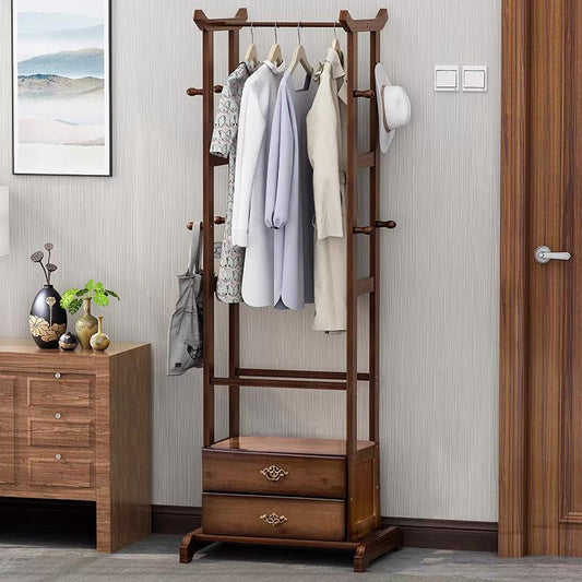 The Wooden Clothes Hanging Vintage Heritage Rack Compact Design Wardrobe With 2 Drawers