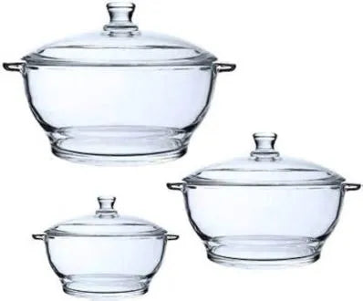 Casserole 3PCS Glass (Donga) Set Of Large,  Medium, & Small