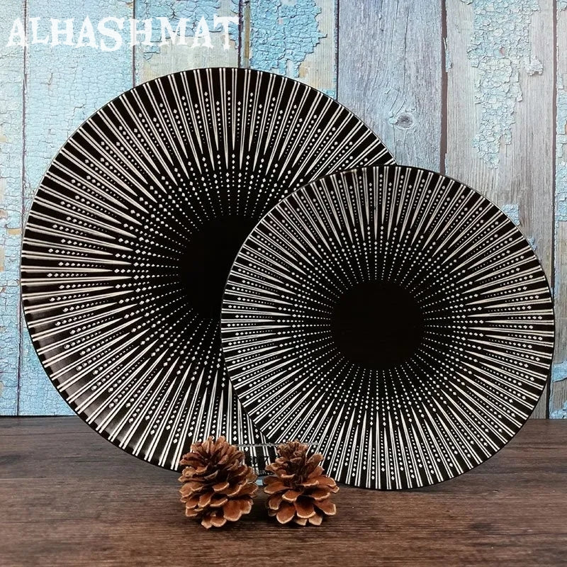 Premium Porcelain Black Lining design Dinner Plate