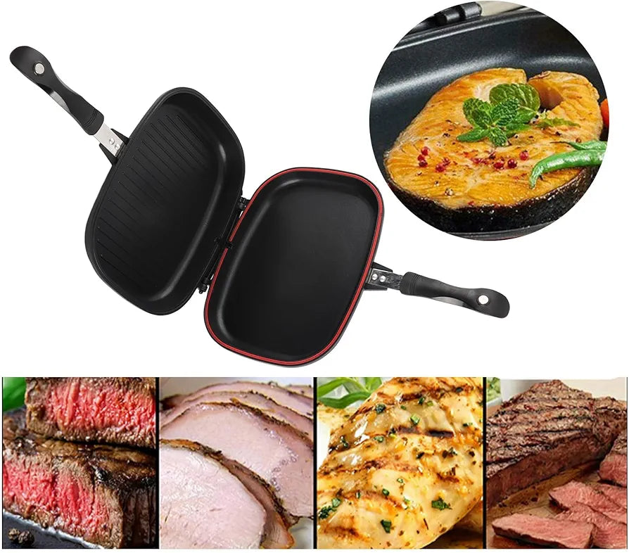 Dessini Double Grill Pan 36cm With Extra Rubber Seal and Magnetic Lock System