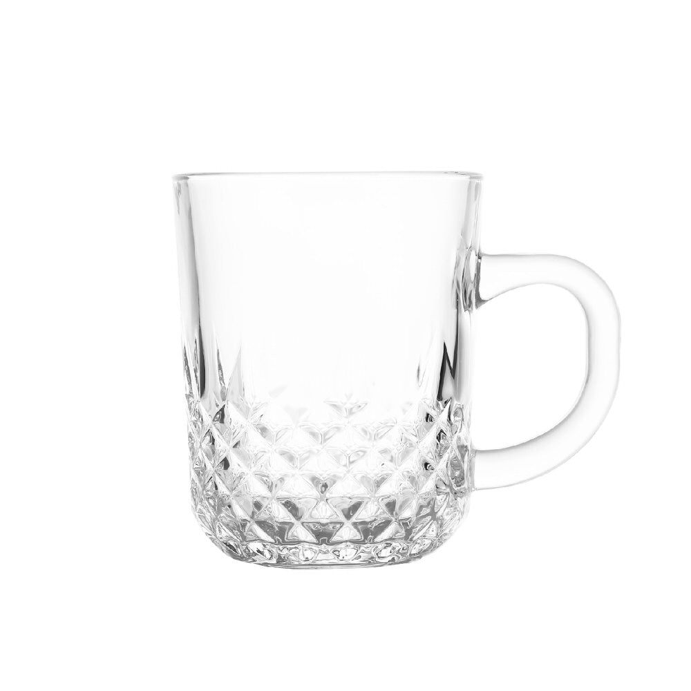 Textured Glass Tea Cup, Mug 220ML Set Of 6 Pieces