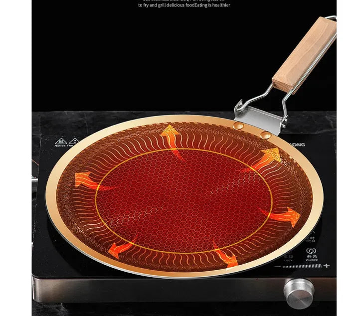 Non-Stick High Quality Heavy Duty Honeycomb Foldable Tawa Pan (Available in 34CM 38CM) Steel Laser Coated
