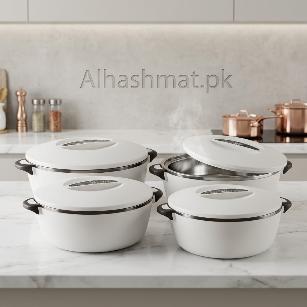 Premium Quality Food Warmer Hotpot Thai Made Set Of 4 PCS - White