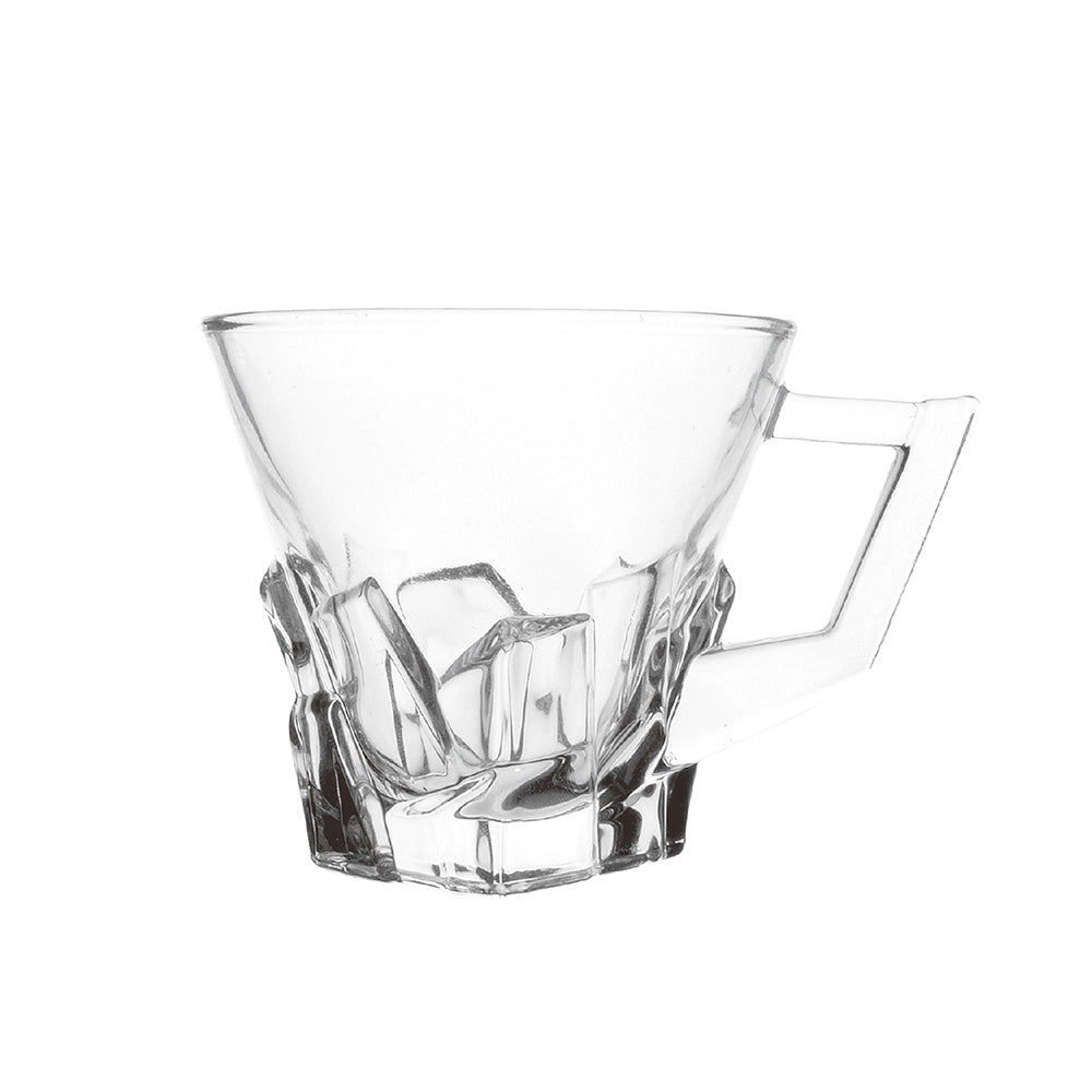 Textured Transparent Glass Tea Cup 155ML 6 Pieces