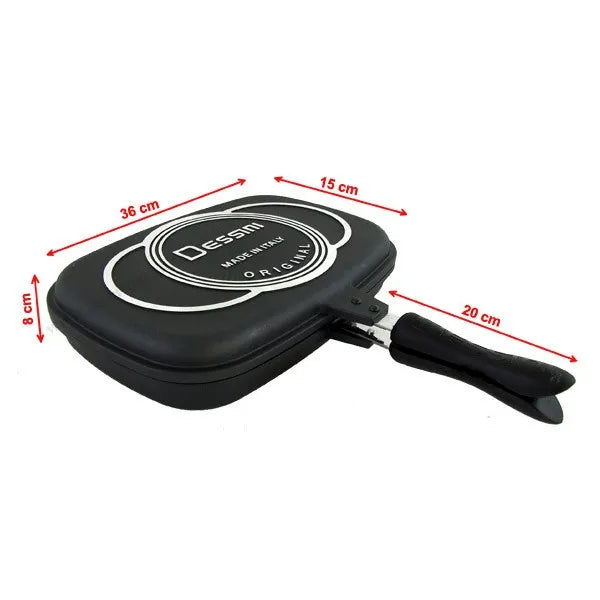 Dessini Double Grill Pan 36cm With Extra Rubber Seal and Magnetic Lock System