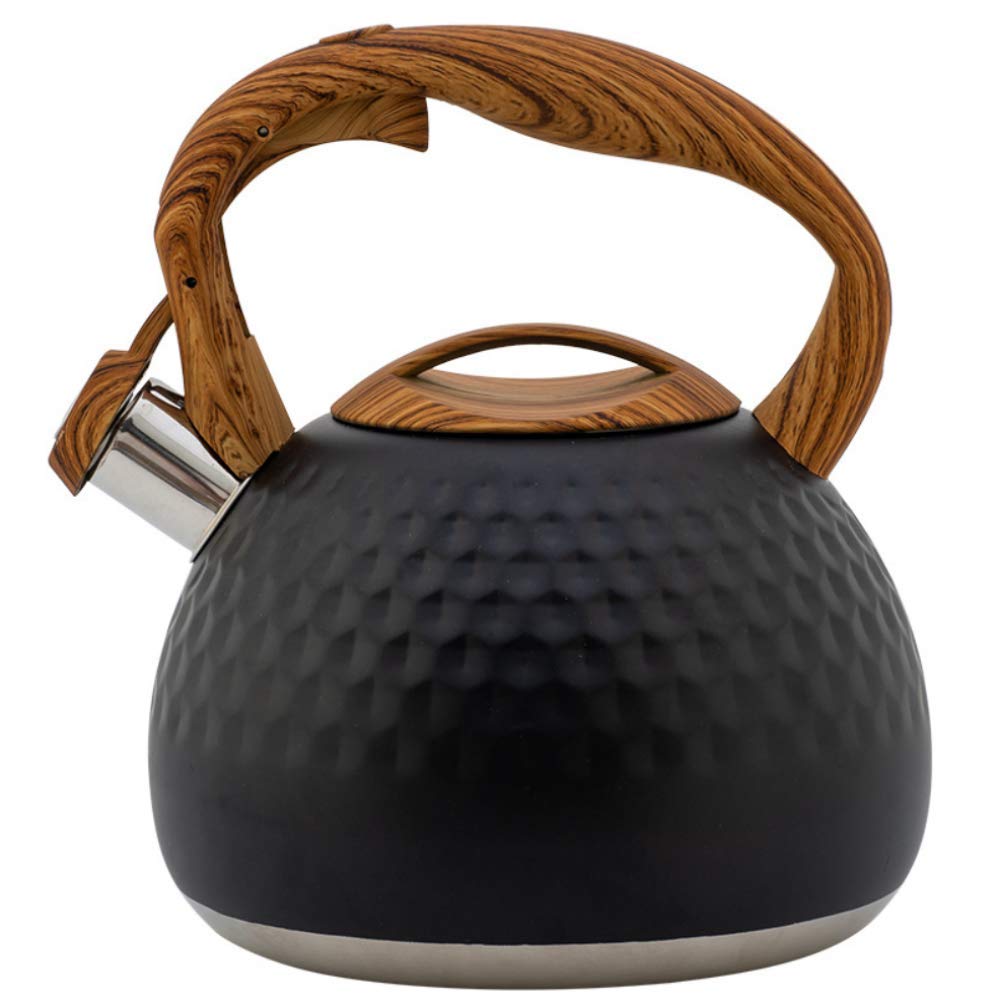 Whistle Kettle With Wooden Handle Triple Bottom By Haus Roland, Stainless Steel Teapot for Stovetop 3liter