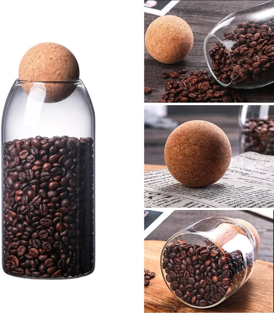 Transparent Multi Purpose Jars With Airtight Cork Lid Ball.