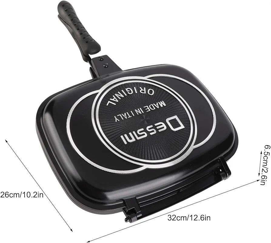 Dessini Double Grill Pan 36cm With Extra Rubber Seal and Magnetic Lock System