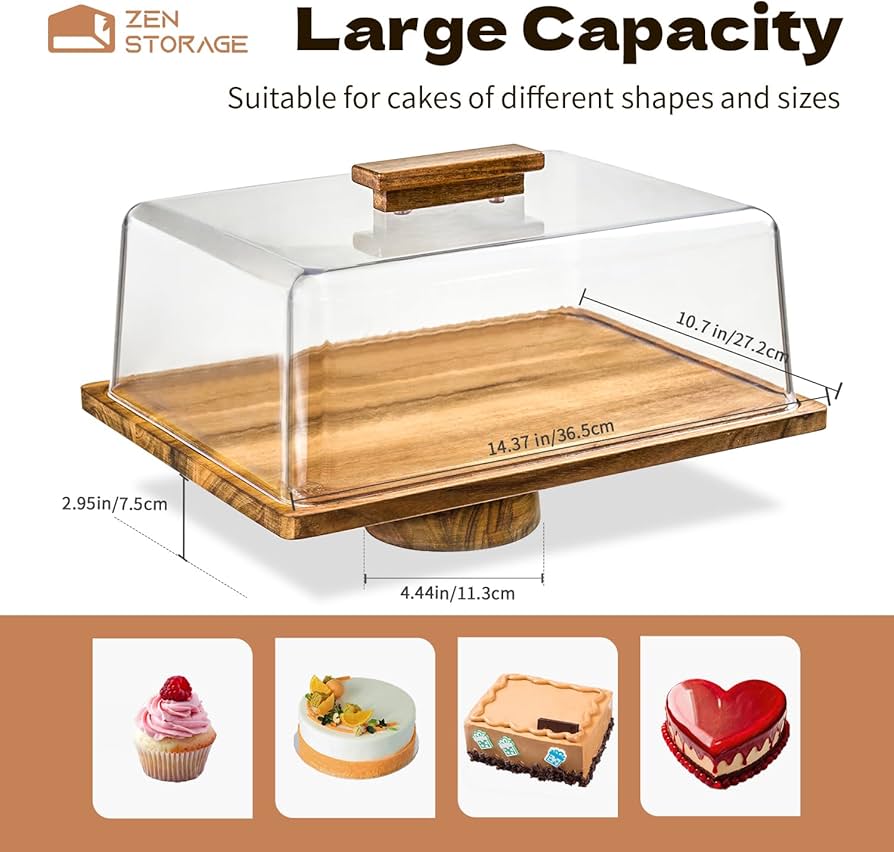 Rectangle Cake Stand with Acrylic Dome