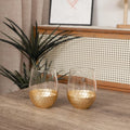 Luxurious High Quality Stemless Wine Glass With Honeycomb Motif