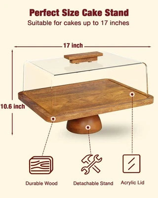 Rectangle Cake Stand with Acrylic Dome
