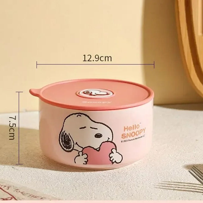 Hello Snoopy Food Storage Ceramic Bowl Set Of 3 PCS