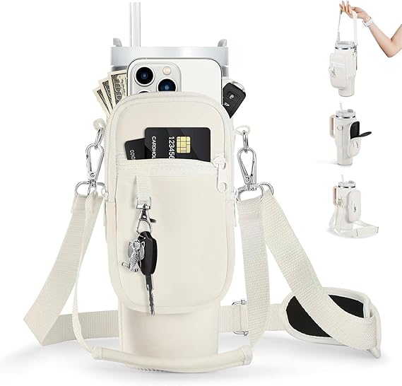 Water Bottle Carrier Bag for Stanley 40oz Tumbler with Phone Pocket And Adjustable Strap