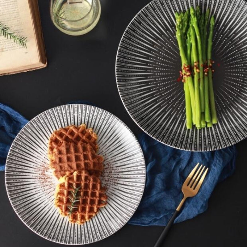 Premium Porcelain Black Lining design Dinner Plate