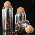 Transparent Multi Purpose Vertical Texture Jars With Airtight Cork Lid Ball.