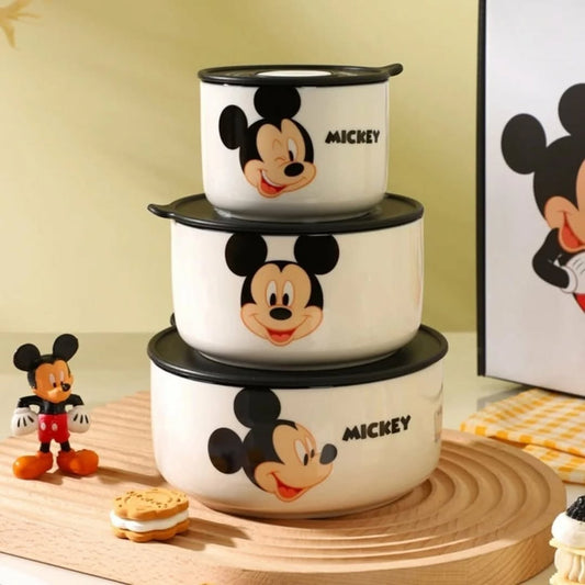 Walt Disney Mickey and Friends Original 3 PCS Ceramic Food Storage Bowls