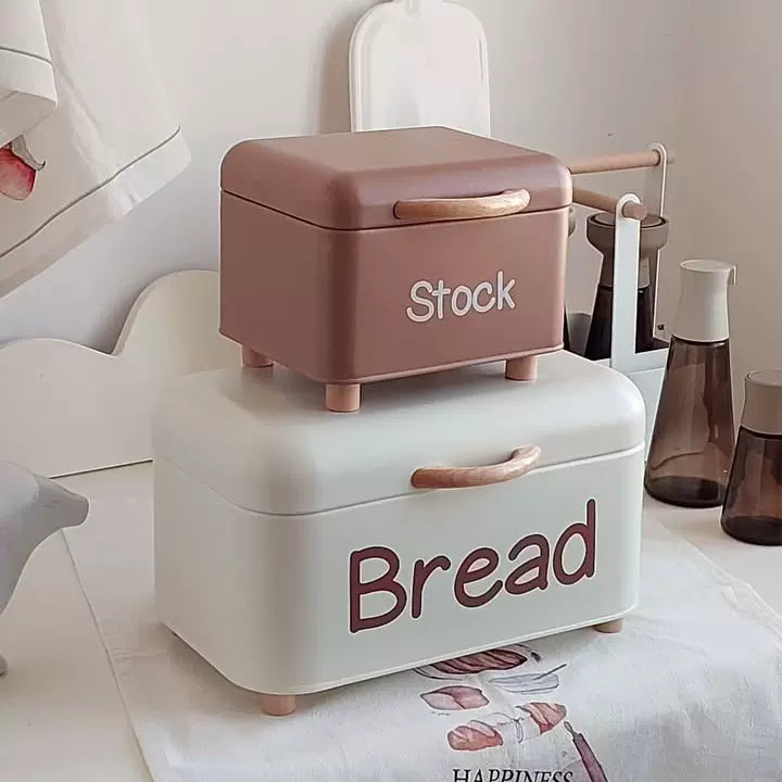 Set of 2 Kitchen Storage Bread Box Containers