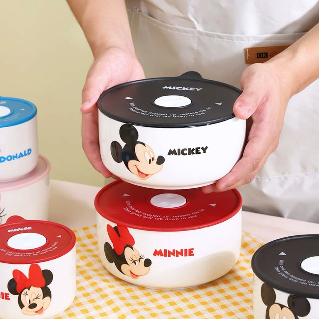 Walt Disney Mickey and Friends Original 3 PCS Ceramic Food Storage Bowls