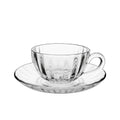 Textured Transparent Tea Cup Set of 12 Pieces With Saucer Plate