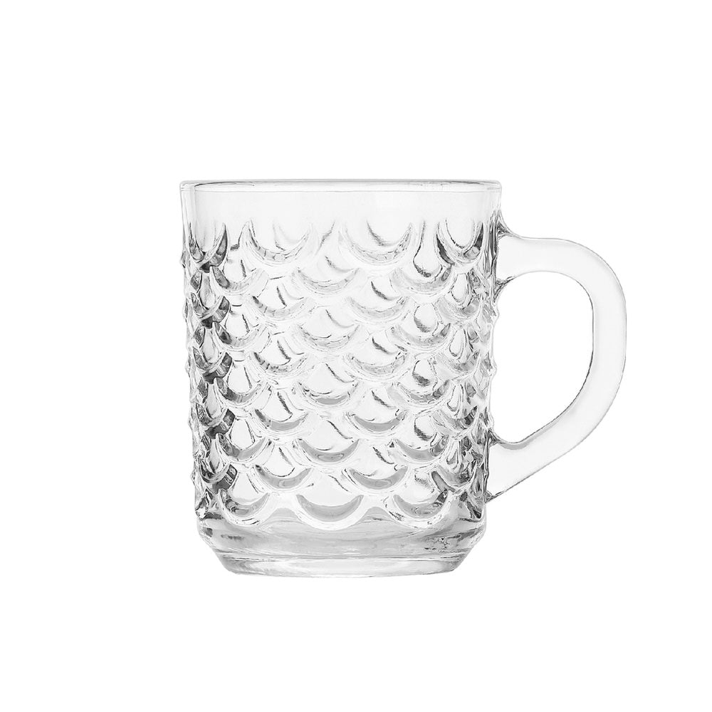 Textured Glass Tea Cup/Mug 220ML Set Of 6 Pieces