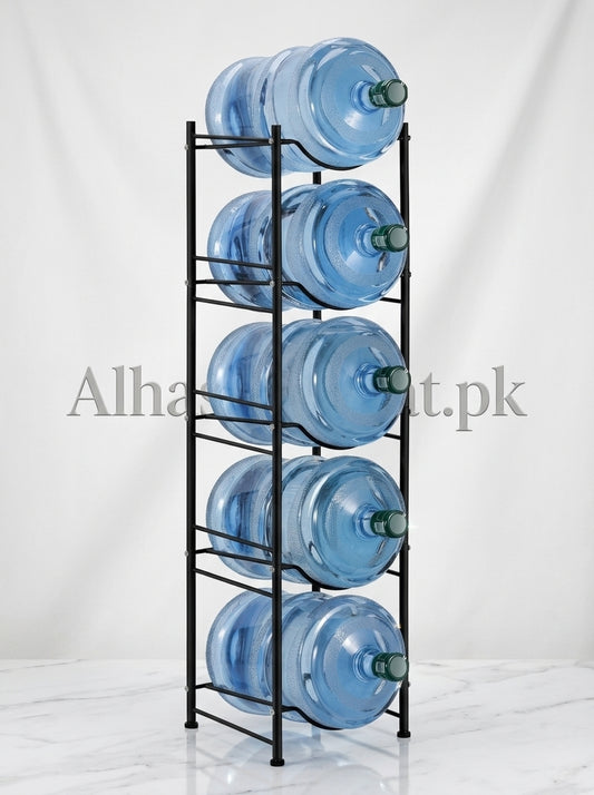 5-Tier Vertical Water Bottle Organizer - Sturdy Metal Design for 5-Gallon